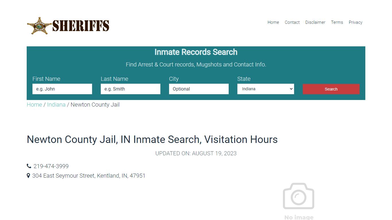 Newton County Jail, IN Inmate Search, Visitation Hours